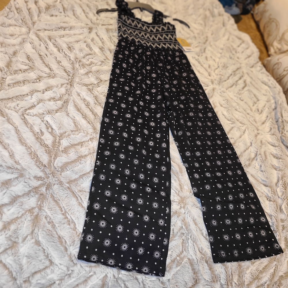 Girls Black and White Patterned Jumpsuit Size XXS 4/5